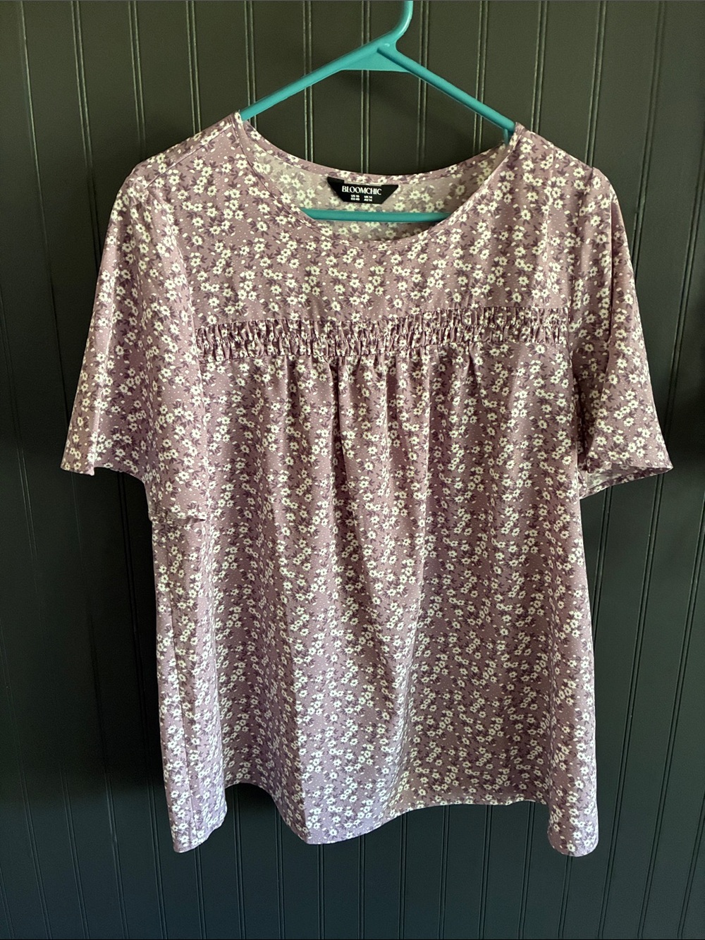 Bloomchic Floral Short Sleeve Top - Mauve Purple